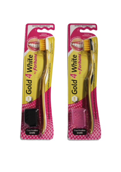 Forhans Toothbrush - Choice of Gold or Black (2 toothbrushes supplied)