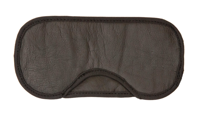 Sleep Mask - Soft Leather with Cotton Fleece - Lightweight & Comfortable - Black